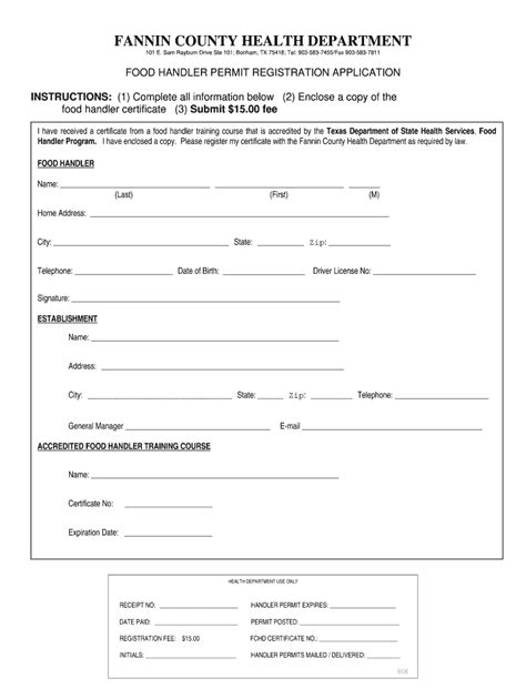 Application for Issuance of Health Card for Food Handler / .